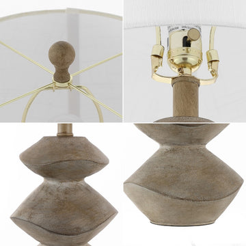Laken Minimalist Coastal Resin/Iron 3-Stack Cairn LED Table Lamp - JONATHAN Y